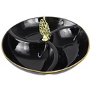 PLAT CERAMIQUE 3 COMPARTIMENTS EMBOUT METAL 18X7 CM MIX BLANC/NOIR