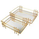 SET 2 PLATEAUX DECO METAL 34X24 &amp; 28X28 CM MODELE OR 