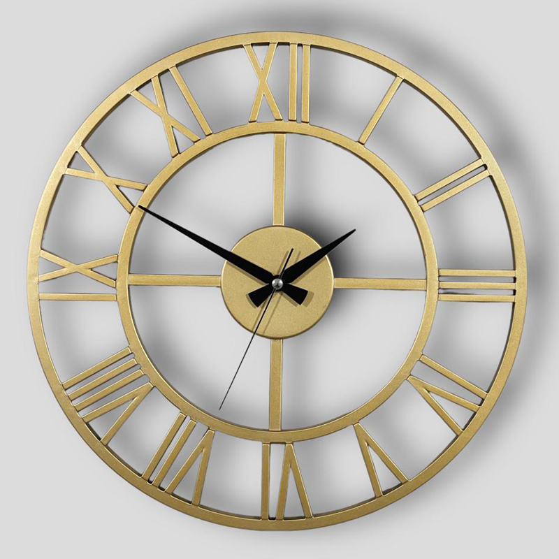 HORLOGE MURALE DECO 40 CM METAL MIX OR/ARGENT