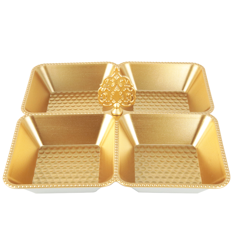 PLATEAU APERITIF 4 COMPARTIMENTS 20X20X7 CM MODLEE OR 