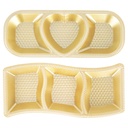 PLATEAU APERITIF 3 COMPARTIMENTS PLASTIQUE 27X10 CM COULEUR OR 