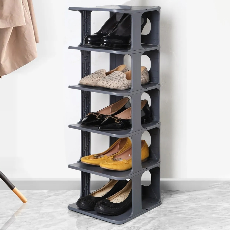 RANGE CHAUSSURES 5 NIVEAUX 28*25*80 CM (MIXE NOIR-GRIS)