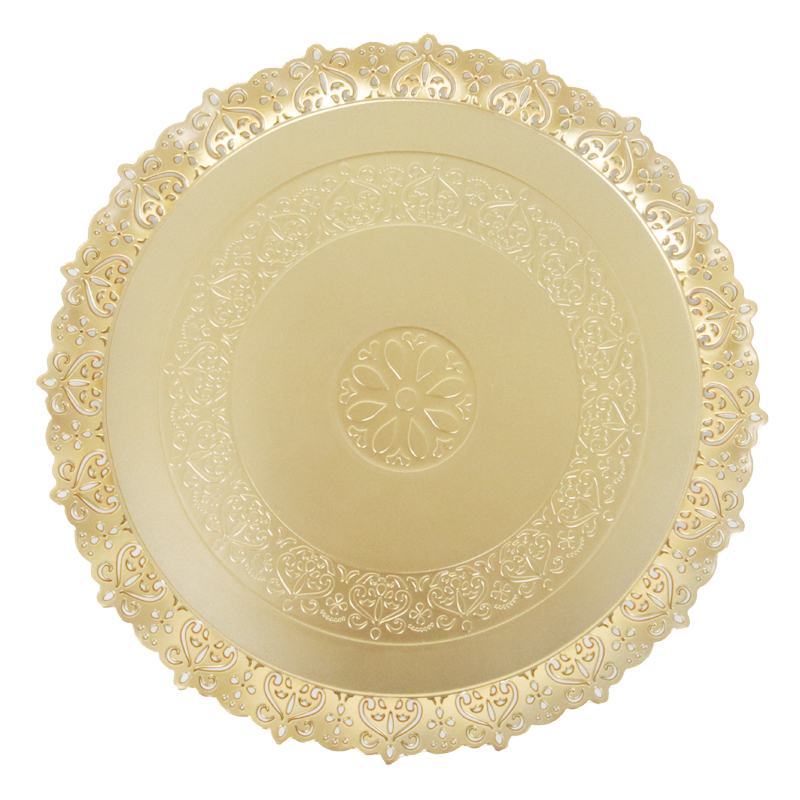 PLATEAU DECORATION PLASTIQUE 35 CM MODELE OR 