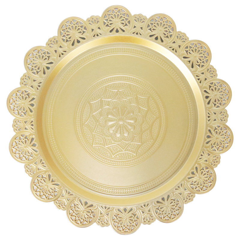 PLATEAU DECORATION PLASTIQUE MODELE OR - 37,5 cm