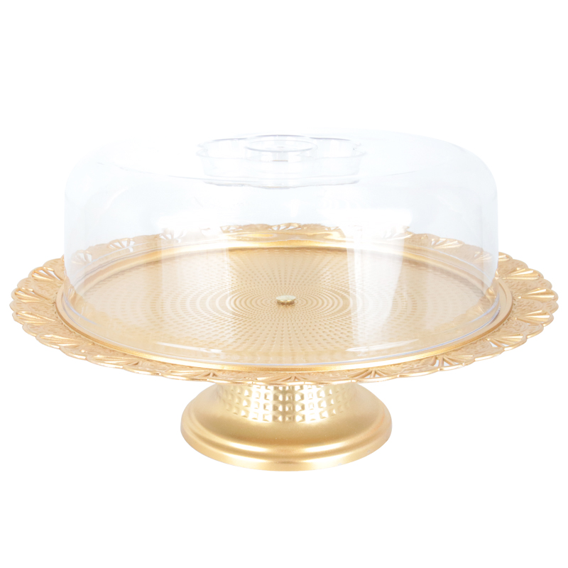BOITE A GATEAU PLASTIQUE AVEC PIED MODELE OR - 32 * 19 cm