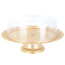 BOITE A GATEAU PLASTIQUE AVEC PIED MODELE OR - 32 * 19 cm