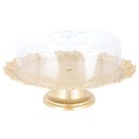 BOITE A GATEAU PLASTIQUE AVEC PIED MODELE OR - 32 * 19 cm