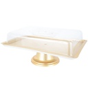 BOITE A GATEAU PLASTIQUE AVEC PIED MODELE OR - 34 * 21 * 15 cm