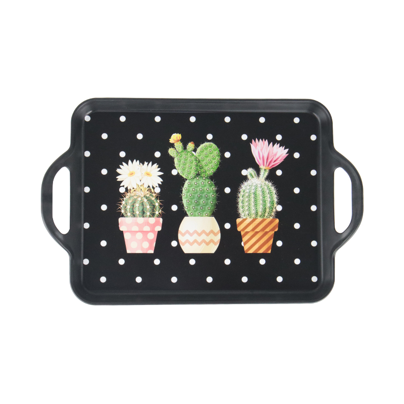 PLATEAU DECO PLASTIQUE 33X22 CM MIX BLANC NOIR 