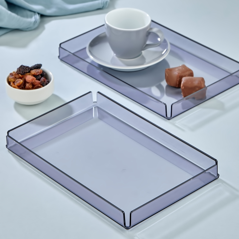 PLATEAU DECO CRYSTAL 22*15 CM MIX MAT OR NOIR TRANSPARENT