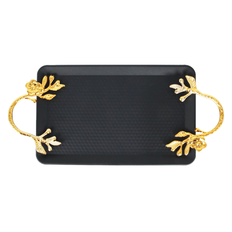 PLATEAU DECO METAL RECTANGULAIRE 29X18 CM MIX BLANC / NOIR