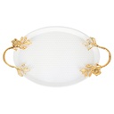 PLATEAU DECO METAL OVAL 30X21 CM MIX BLANC / NOIR