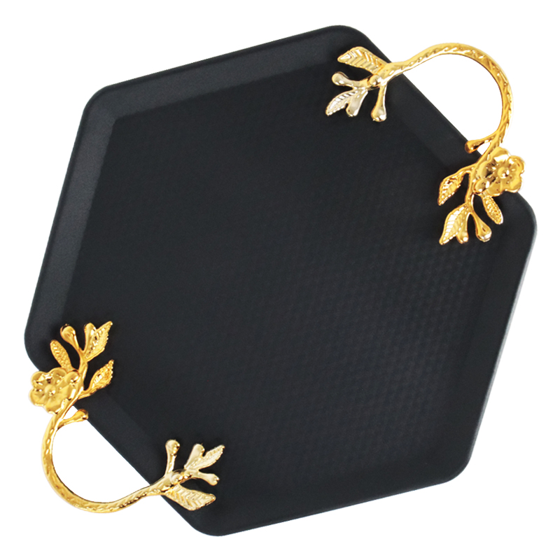 PLATEAU DECO METAL 29 CM MIX BLANC / NOIR