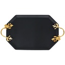 PLATEAU DECO METAL OCTOGONAL 42X28 CM MIX BLANC / NOIR