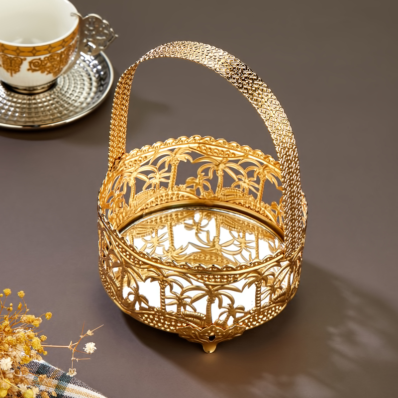 PRESENTOIR PANIER DECO METAL 12 CM MODELE OR 