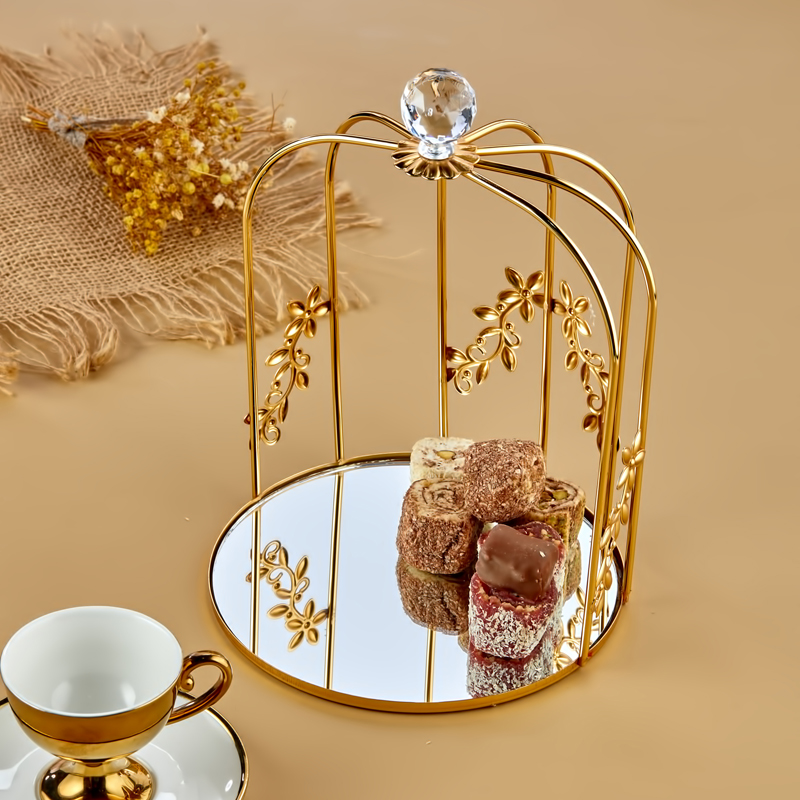 CAGE DECO METAL AVEC DESIGN FLEUR 18X26 CM MODELE OR 