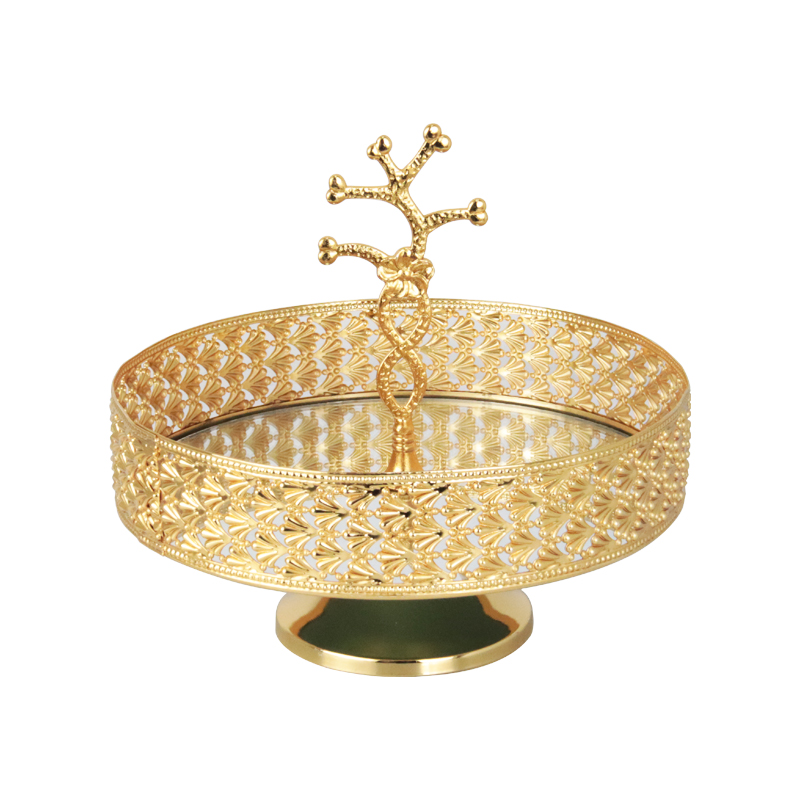 PLAEAU DECO PRESENTOIR AVEC PIED 20 CM MODELE OR 