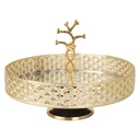 PLAEAU DECO PRESENTOIR AVEC PIED 25 CM MODELE OR 