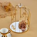 CAGE DECO METAL AVEC DESIGN FLEUR 18X26 CM MODELE OR