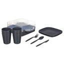 SET PIC NIC 6 PERSONNES 30 PIECES PLASTIQUE MIX GRIS / BEIGE