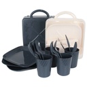 SET PIC NIC 4 PERSONNES 20 PIECES PLASTIQUE MIX GRIS / BEIGE