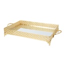 PLATEAU DECO METAL RECTANGULAIRE MODELE OR 37X26X8 CM