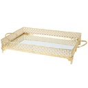 PLATEAU DECO METAL RECTANGULAIRE MODELE OR 43X33X8 CM 
