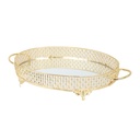PLATEAU DECO METAL OVAL 35x26 CM MODELE OR