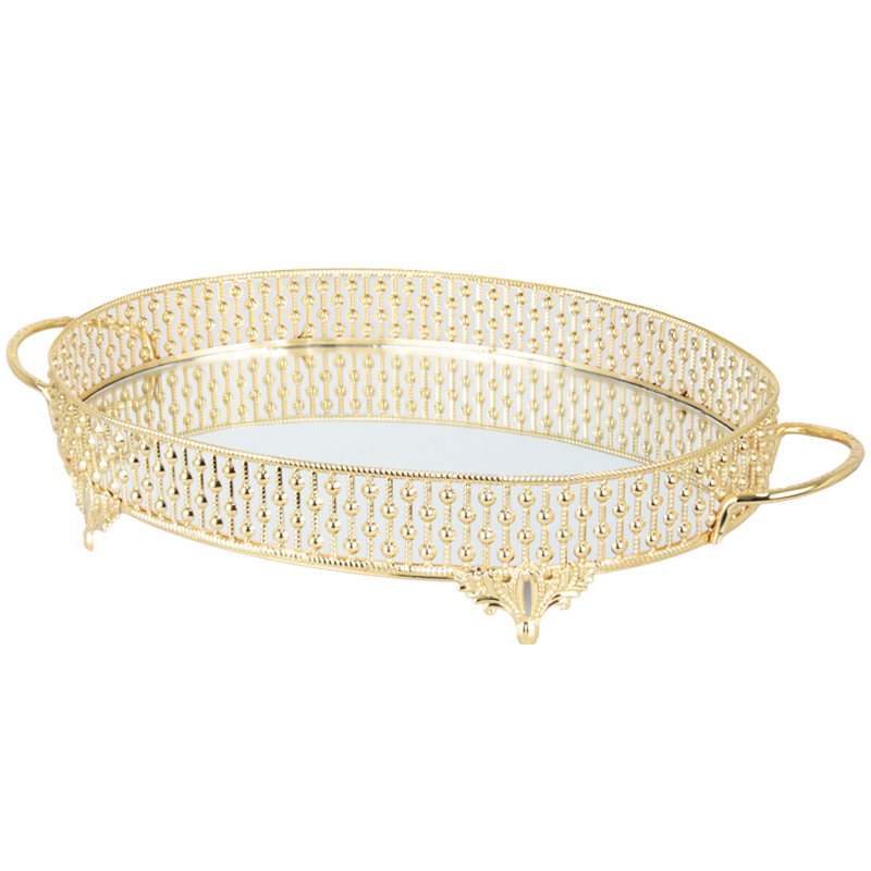 PLATEAU DECO METAL OVAL 41X33 CM MODELE OR