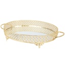 PLATEAU DECO METAL OVAL 41X33 CM MODELE OR