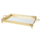 PLATEAU DECO METAL RECTANGULAIRE MODELE OR 43X33X8 CM 