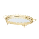 PLATEAU DECO METAL OVAL 35x26 CM MODELE OR