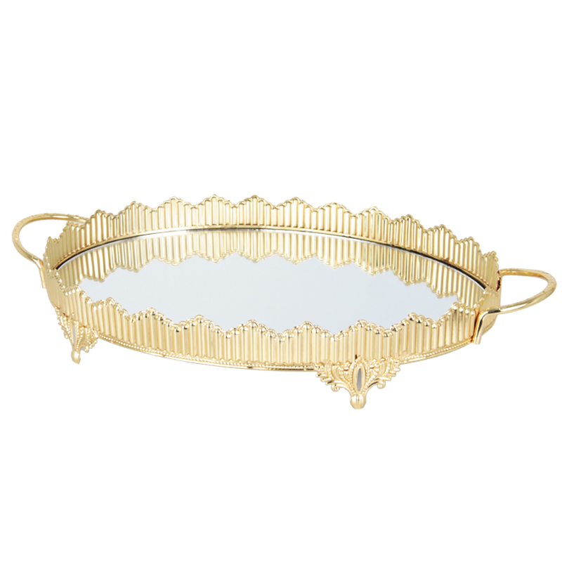 PLATEAU DECO METAL OVAL 41X33 CM MODELE OR