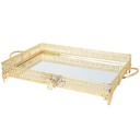 PLATEAU DECO METAL RECTANGULAIRE MODELE OR 43X33X8 CM 