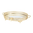 PLATEAU DECO METAL OVAL 35X26 CM MODELE OR