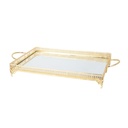 PLATEAU DECO METAL RECTANGULAIRE MODELE OR 37X26X8 CM