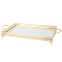 PLATEAU DECO METAL RECTANGULAIRE MODELE OR 43X33X8 CM 