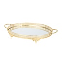 PLATEAU DECO METAL OVAL 35x26 CM MODELE OR