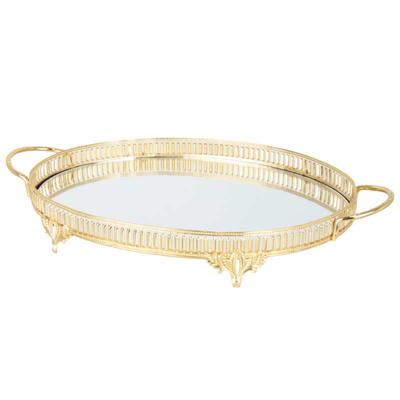 PLATEAU DECO METAL OVAL 41X33 CM MODELE OR