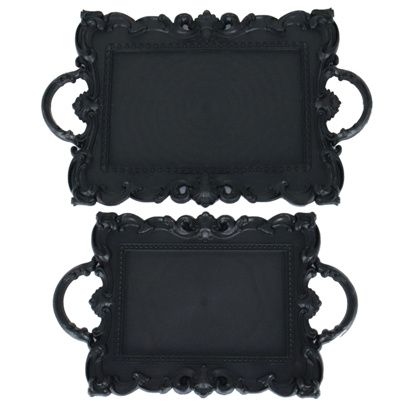 SET PROMO 2 PLATEAUX MIX NOIR &amp; BLANC 25X40 CM - 21X25 CM 