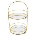 PRESENTOIR DECO METAL ROND 2 NIVEAUX MODELE OR 26X15 CM