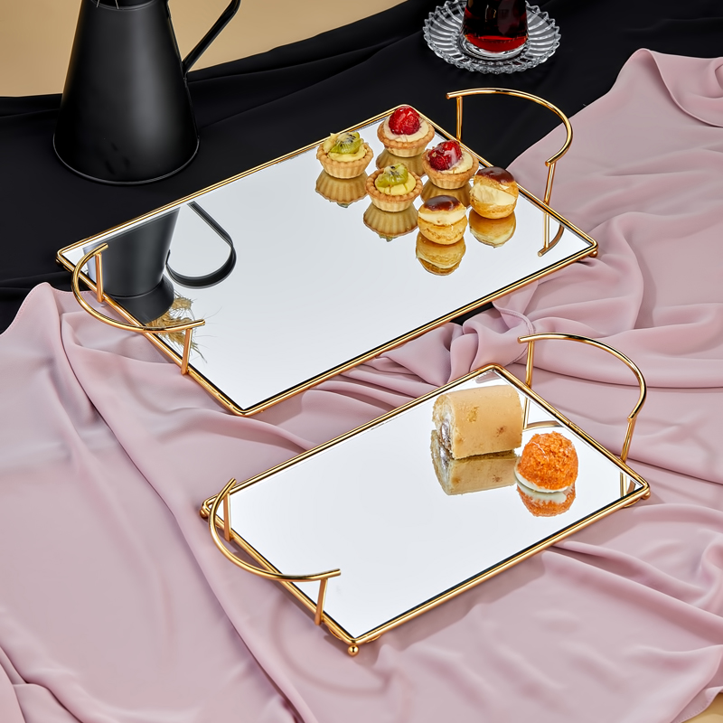 SET 2 PLATEAUX DECO METAL 36X25 CM / 27X18 CM MODELE OR 