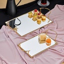 SET 2 PLATEAUX DECO METAL 36X25 CM / 27X18 CM MODELE OR 