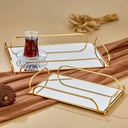 SET 2 PLATEAUX DECO METAL 38X26 CM / 30X19 CM MODELE OR 