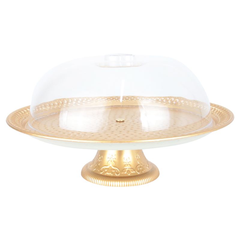 BOITE A GATEAU PLASTIQUE AVEC COUVERCLE TRANSPARENT 31X21 CM MODELE OR 