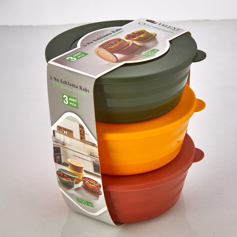 SET 3 BOLS PLASTIQUE AVEC COUVERCLE 700 CC