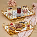SET 2 PLATEAUX DECO METAL 38X26 CM / 32X19 CM MODELE OR 