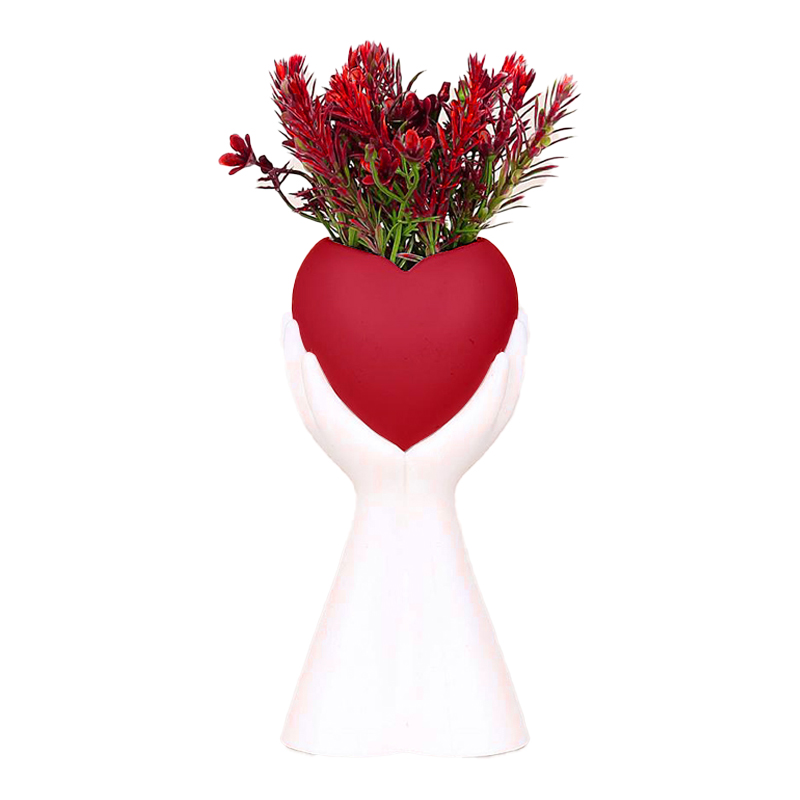 FLEUR DECO CŒUR ROUGE 28X6 CM ROUGE/BLANC