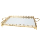 PLATEAU DECO METAL RECTANGULAIRE 37X24 CM MODELE OR 