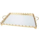 PLATEAU DECO METAL RECTANGULAIRE 43X31 CM MODELE OR 